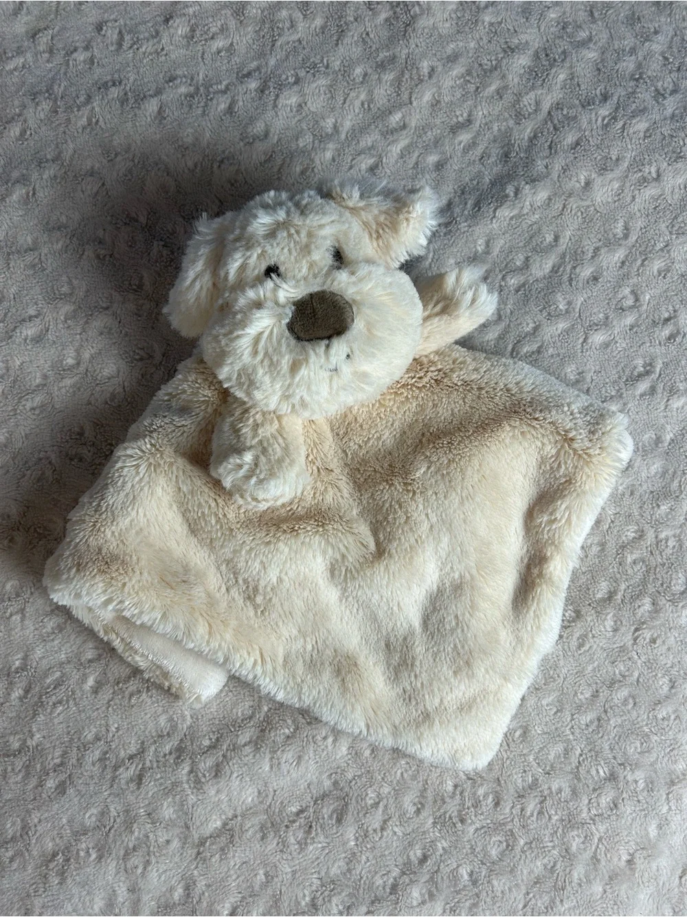 Kellytoy Cream Tan Puppy Dog Lovey Security Blanket Rattle Plush Stuffed Baby